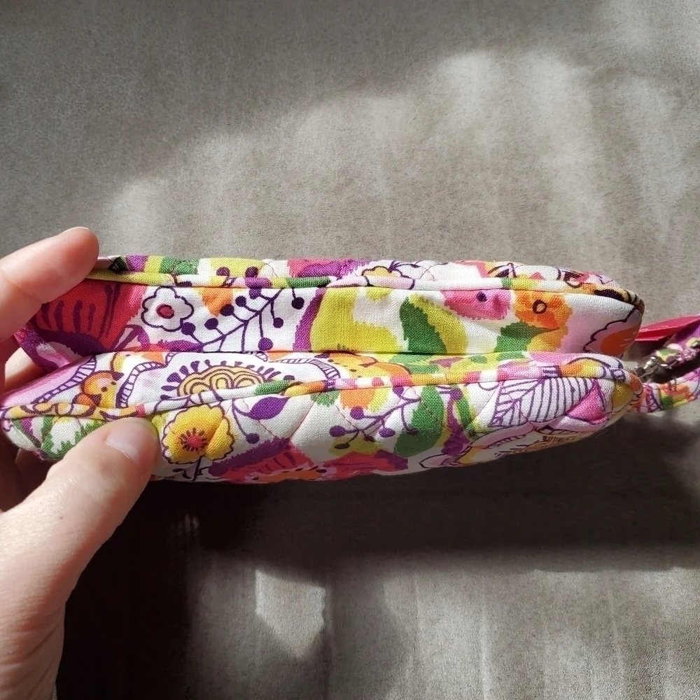 Vera Bradley Pink Clementine Multicolor Floral Zip Wallet Wristlet Purse